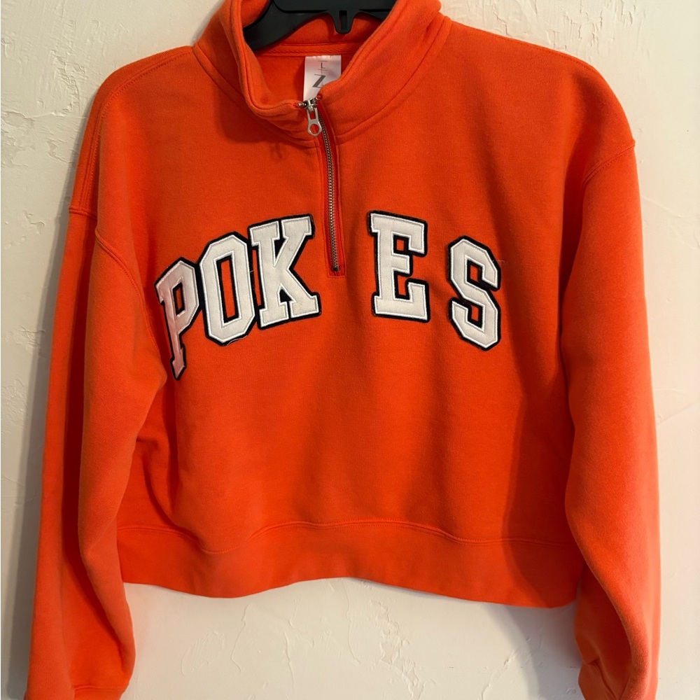 ZZs Orange Long Sleeve Cropped Polo Sweatshirt